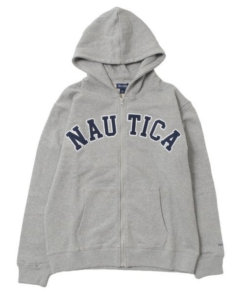 NAUTICA(ノーティカ)の「【大人向けサイズあり】【NAUTICA】フロントロゴアップリケジップパーカー(パーカー・キッズ・グレー/ブラック/エメラルド/ネイビー・XL/L/M)」の2枚目の写真