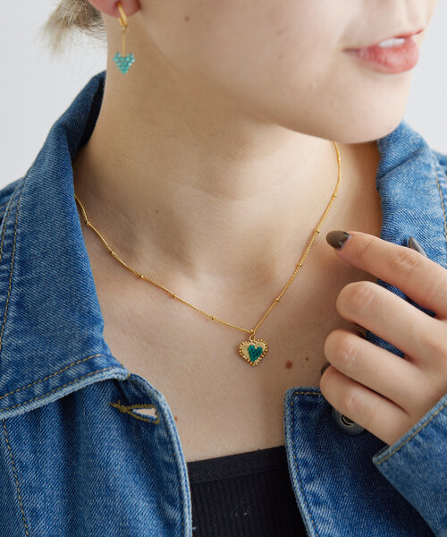 ear PAPILLONNER(イアパピヨネ)の「【mishky(ミシュキー)】ダブルハートネックレス(ネックレス・レディース・ブラック/ミント・FREE)」の14枚目の写真