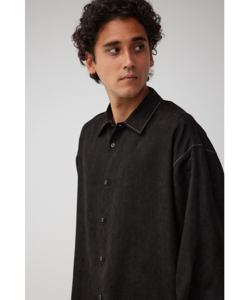 AZUL by moussy（アズールバイマウジー）の「フェイクスウェードリラックスシャツ（シャツ/ブラウス・メンズ・ブラック/グレー系その他/パープル/グリーン系その他2/ブラック系その他・FREE）」の6枚目の写真