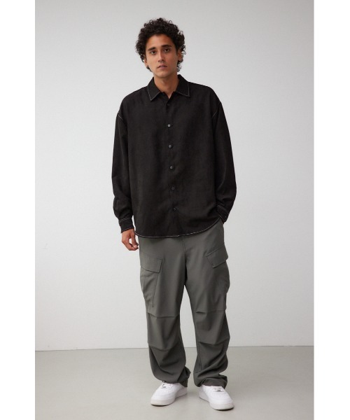 AZUL by moussy（アズールバイマウジー）の「フェイクスウェードリラックスシャツ（シャツ/ブラウス・メンズ・ブラック/グレー系その他/パープル/グリーン系その他2/ブラック系その他・FREE）」の8枚目の写真