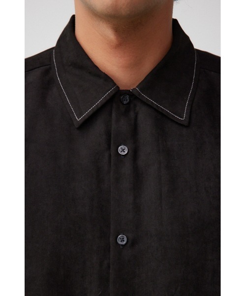 AZUL by moussy（アズールバイマウジー）の「フェイクスウェードリラックスシャツ（シャツ/ブラウス・メンズ・ブラック/グレー系その他/パープル/グリーン系その他2/ブラック系その他・FREE）」の12枚目の写真