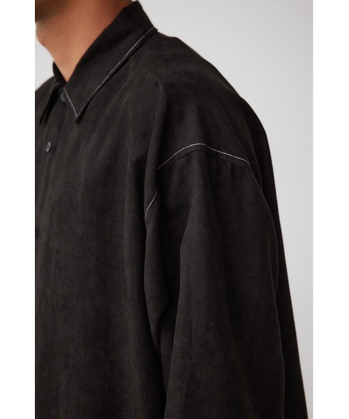 AZUL by moussy（アズールバイマウジー）の「フェイクスウェードリラックスシャツ（シャツ/ブラウス・メンズ・ブラック/グレー系その他/パープル/グリーン系その他2/ブラック系その他・FREE）」の13枚目の写真