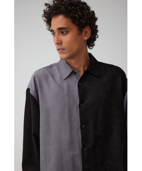AZUL by moussy（アズールバイマウジー）の「フェイクスウェードリラックスシャツ（シャツ/ブラウス・メンズ・ブラック/グレー系その他/パープル/グリーン系その他2/ブラック系その他・FREE）」の17枚目の写真