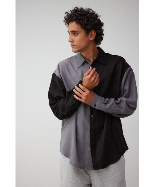 AZUL by moussy（アズールバイマウジー）の「フェイクスウェードリラックスシャツ（シャツ/ブラウス・メンズ・ブラック/グレー系その他/パープル/グリーン系その他2/ブラック系その他・FREE）」の18枚目の写真