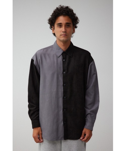 AZUL by moussy（アズールバイマウジー）の「フェイクスウェードリラックスシャツ（シャツ/ブラウス・メンズ・ブラック/グレー系その他/パープル/グリーン系その他2/ブラック系その他・FREE）」の20枚目の写真