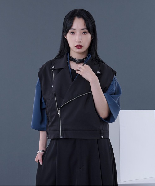 Ellno Loset（エルノロゼット）の「ライダースジレ/SETUP対応（ベスト・メンズ・ブラック/グレー・MEDIUM/LARGE）」の14枚目の写真