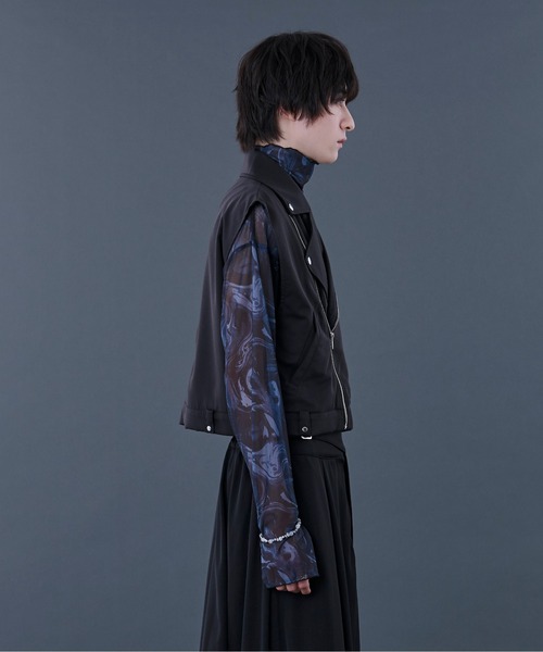 Ellno Loset（エルノロゼット）の「ライダースジレ/SETUP対応（ベスト・メンズ・ブラック/グレー・MEDIUM/LARGE）」の9枚目の写真