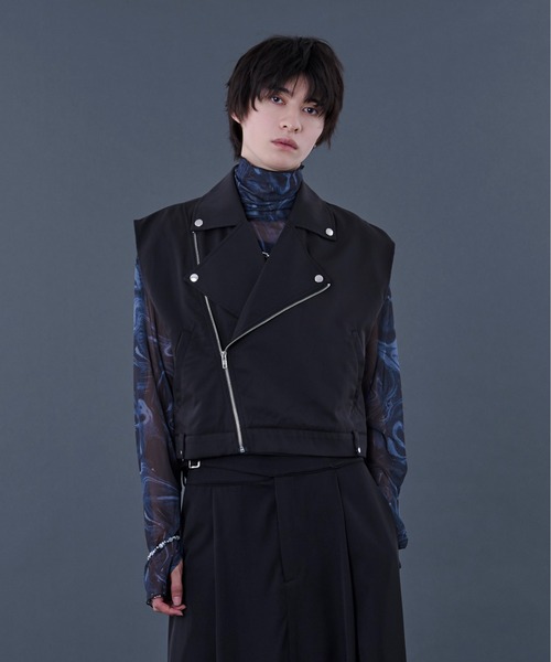 Ellno Loset（エルノロゼット）の「ライダースジレ/SETUP対応（ベスト・メンズ・ブラック/グレー・MEDIUM/LARGE）」の8枚目の写真