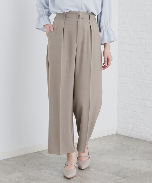 index（インデックス）の「◆ストレッチベルテッドストレートパンツ【洗濯機洗い可/防シワ】（その他パンツ・レディース・ブラック/ベージュ/レンガ・36/42/40/38）」の2枚目の写真