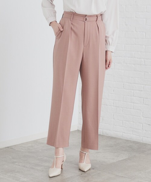 index（インデックス）の「◆ストレッチベルテッドストレートパンツ【洗濯機洗い可/防シワ】（その他パンツ・レディース・ブラック/ベージュ/レンガ・36/42/40/38）」の3枚目の写真