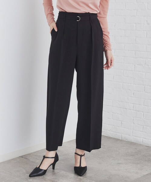 index（インデックス）の「◆ストレッチベルテッドストレートパンツ【洗濯機洗い可/防シワ】（その他パンツ・レディース・ブラック/ベージュ/レンガ・36/42/40/38）」の4枚目の写真