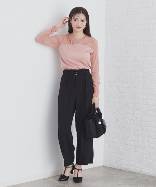 index（インデックス）の「◆ストレッチベルテッドストレートパンツ【洗濯機洗い可/防シワ】（その他パンツ・レディース・ブラック/ベージュ/レンガ・36/42/40/38）」の5枚目の写真