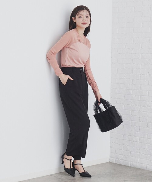 index（インデックス）の「◆ストレッチベルテッドストレートパンツ【洗濯機洗い可/防シワ】（その他パンツ・レディース・ブラック/ベージュ/レンガ・36/42/40/38）」の6枚目の写真