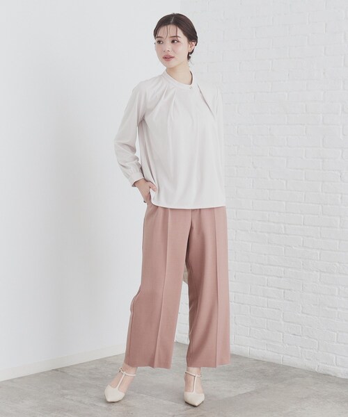 index（インデックス）の「◆ストレッチベルテッドストレートパンツ【洗濯機洗い可/防シワ】（その他パンツ・レディース・ブラック/ベージュ/レンガ・36/42/40/38）」の9枚目の写真