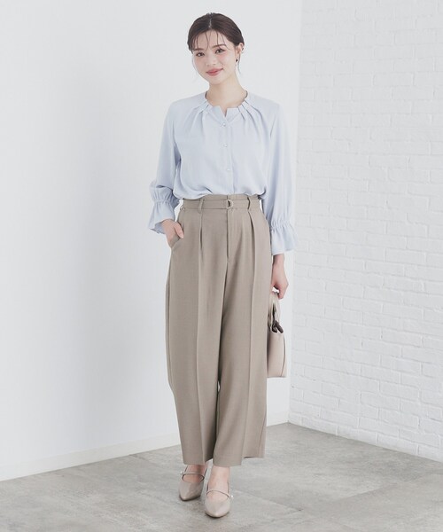 index（インデックス）の「◆ストレッチベルテッドストレートパンツ【洗濯機洗い可/防シワ】（その他パンツ・レディース・ブラック/ベージュ/レンガ・36/42/40/38）」の13枚目の写真