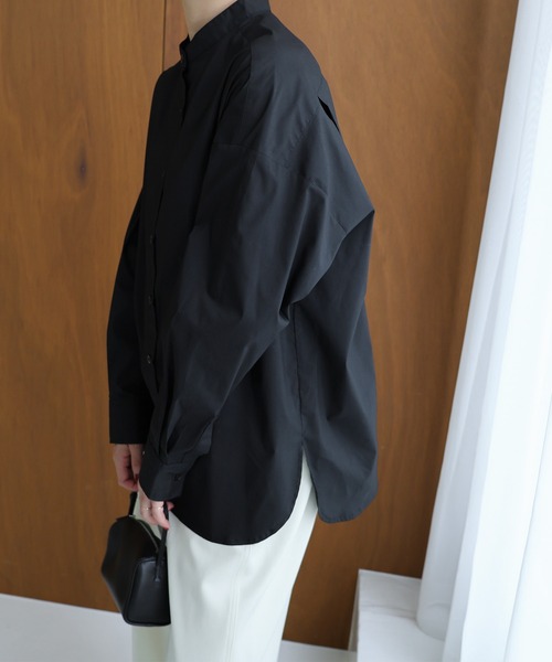 evernavy(エバーネイビー)の「イージーケアバンドカラーシャツブラウス(シャツ/ブラウス・レディース・ホワイト/ブラック/サックスブルー/ライトブルー・M)」の7枚目の写真