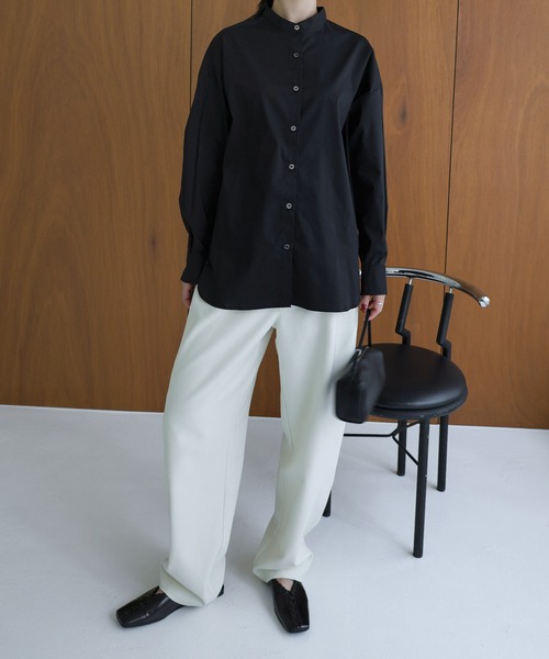 evernavy(エバーネイビー)の「イージーケアバンドカラーシャツブラウス(シャツ/ブラウス・レディース・ホワイト/ブラック/サックスブルー/ライトブルー・M)」の10枚目の写真