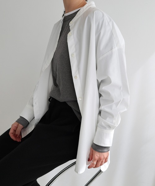 evernavy(エバーネイビー)の「イージーケアバンドカラーシャツブラウス(シャツ/ブラウス・レディース・ホワイト/ブラック/サックスブルー/ライトブルー・M)」の18枚目の写真