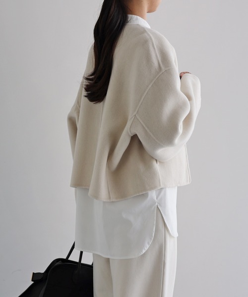 evernavy(エバーネイビー)の「イージーケアバンドカラーシャツブラウス(シャツ/ブラウス・レディース・ホワイト/ブラック/サックスブルー/ライトブルー・M)」の14枚目の写真