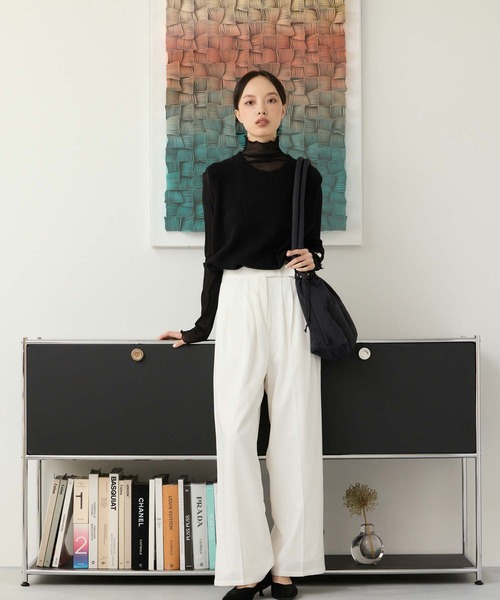 Edit Sheen（エディットシーン）の「ベルトデザインタックワイドパンツ（その他パンツ・レディース・ホワイト/グレー/ブラック・M）」の6枚目の写真