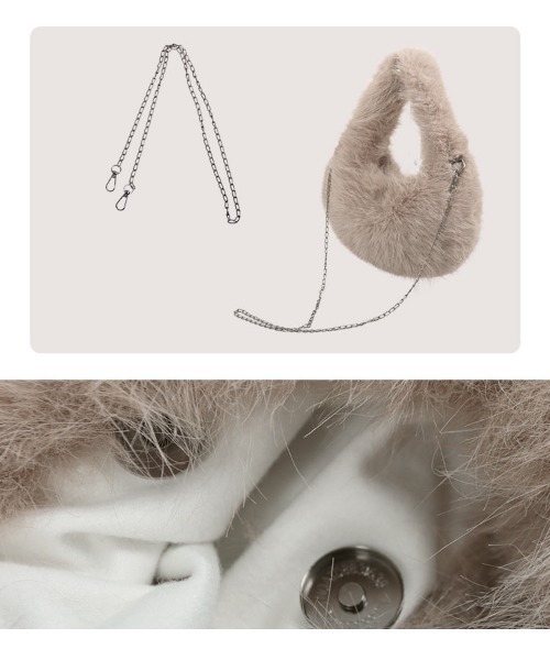 KOBE LETTUCE(コウベレタス)の「チェーンショルダー付きファーバッグ(ハンドバッグ・レディース・ベージュ/ブラウン/オフホワイト/ブラック/グリーン・F)」の10枚目の写真