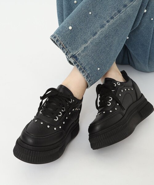 軽量厚底インヒールラインストーン付スニーカー（スニーカー）｜cs T&P（シーエスティーアンドピー）