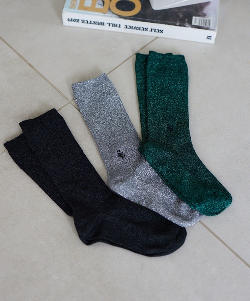BARNYARDSTORM（バンヤードストーム）の「BARNYARDSTORM / BYSラメソックス（ソックス/靴下・レディース・グレー/ブラック/グリーン・FREE）」の3枚目の写真
