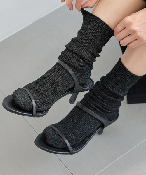 BARNYARDSTORM（バンヤードストーム）の「BARNYARDSTORM / BYSラメソックス（ソックス/靴下・レディース・グレー/ブラック/グリーン・FREE）」の2枚目の写真