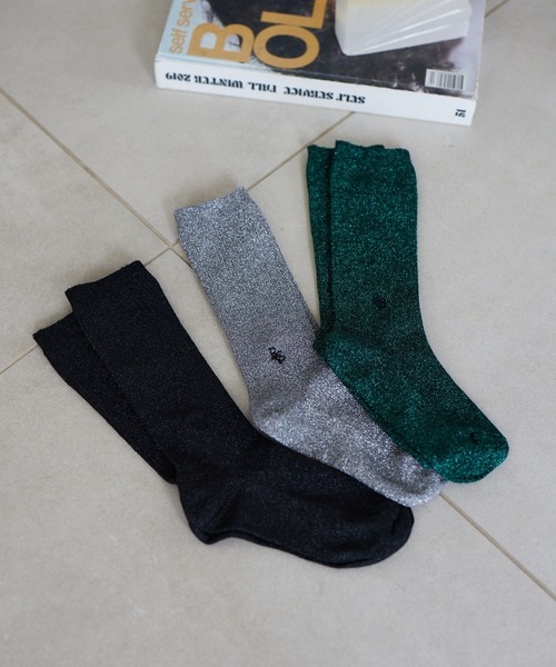 BARNYARDSTORM（バンヤードストーム）の「BARNYARDSTORM / BYSラメソックス（ソックス/靴下・レディース・グレー/ブラック/グリーン・FREE）」の8枚目の写真