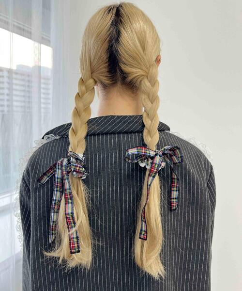 WC（ダブル シー）の「チェックリボンシュシュ（シュシュ・レディース・レッド/ホワイト/ネイビー・FREE）」の5枚目の写真