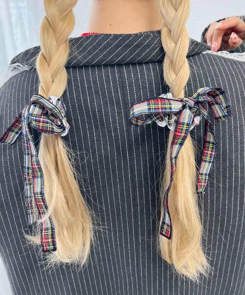 WC（ダブル シー）の「チェックリボンシュシュ（シュシュ・レディース・レッド/ホワイト/ネイビー・FREE）」の12枚目の写真