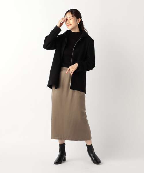 COMME CA ISM（コムサイズム）の「レーヨンポリエステル　ピーチサテン　ナロースカート（スカート・レディース・ブラウン/ブラック・MEDIUM/LARGE）」の10枚目の写真