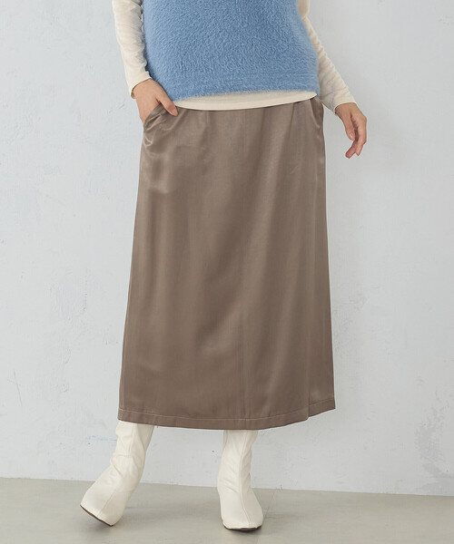 COMME CA ISM（コムサイズム）の「レーヨンポリエステル　ピーチサテン　ナロースカート（スカート・レディース・ブラウン/ブラック・MEDIUM/LARGE）」の11枚目の写真