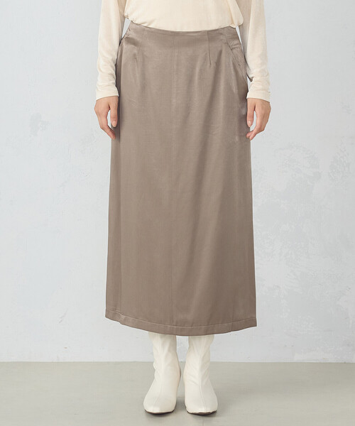 COMME CA ISM（コムサイズム）の「レーヨンポリエステル　ピーチサテン　ナロースカート（スカート・レディース・ブラウン/ブラック・MEDIUM/LARGE）」の12枚目の写真