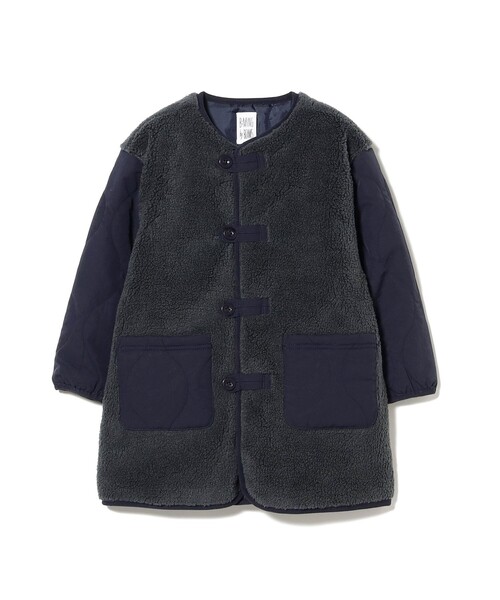 B:MING by BEAMS（ビーミングバイビームス）の「ボア キルト コート（100～140cm）（ノーカラーコート・キッズ・ネイビー/オリーブ・100/120/130/140/110）」の5枚目の写真