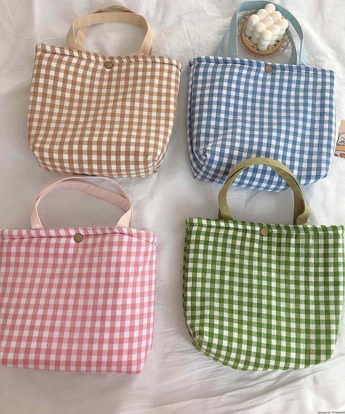 TONE SELECT GOODS（トーンセレクトグッズ）の「Liaa/ギンガムチェック ミニトートバッグ A18460（トートバッグ・レディース・ベージュ/オレンジ/グリーン/ピンク/レッド/ブラック/ブルー・FREE）」の9枚目の写真