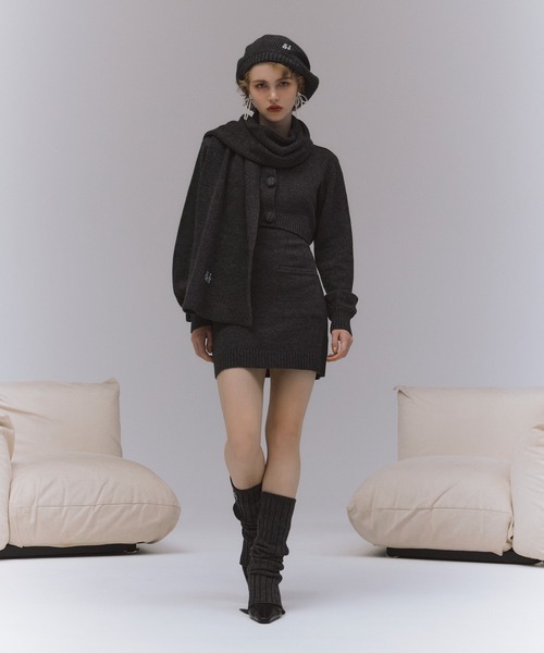 EIMY ISTOIRE（エイミーイストワール）の「ロゴニットマフラー（マフラー・レディース・ブラック/グレー/ホワイト・F）」の8枚目の写真