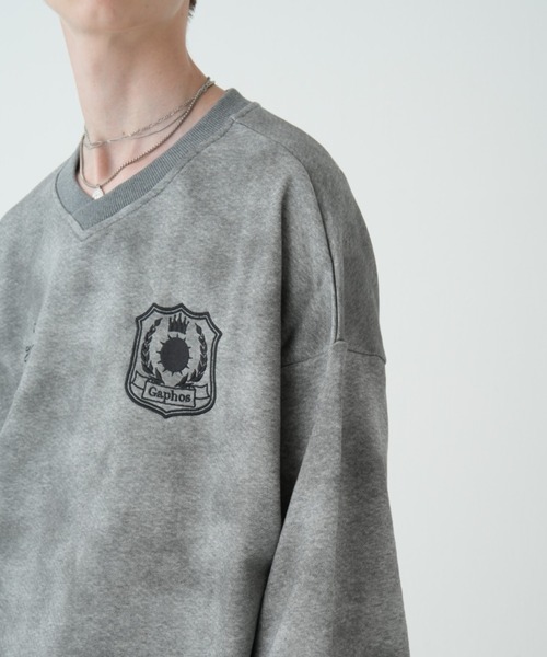 セール】スプレーダイ胸刺繍Vネックスウェット（スウェット）｜Gaphos