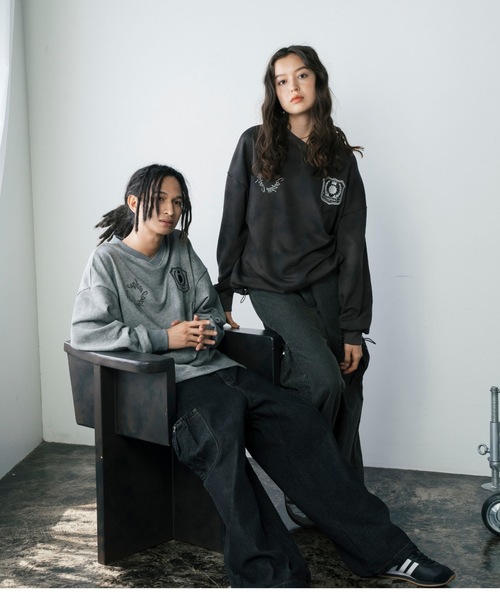 【セール】スプレーダイ胸刺繍Vネックスウェット（スウェット）｜Gaphos （ガフォス）