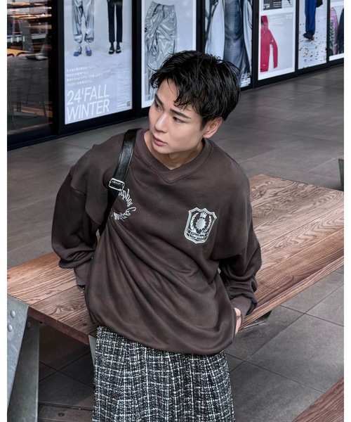 【セール】スプレーダイ胸刺繍Vネックスウェット（スウェット）｜Gaphos （ガフォス）