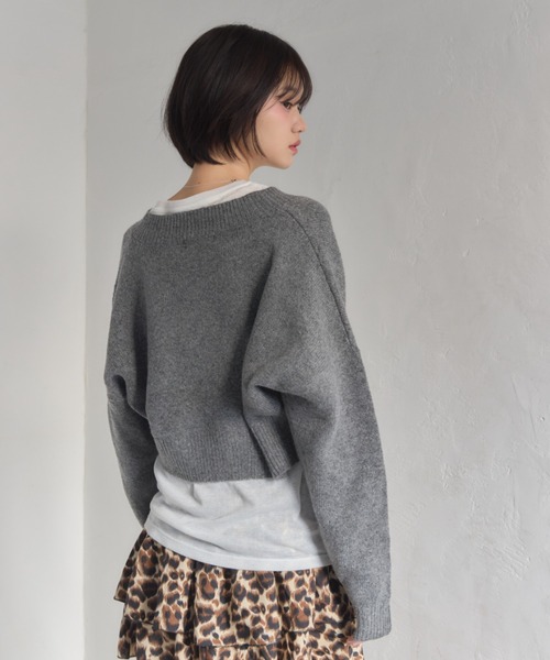 Smyeon（スミョン）の「Compact knit cardigan/コンパクトニットカーディガン（カーディガン/ボレロ・レディース・グレー/ピンク・FREE）」の6枚目の写真