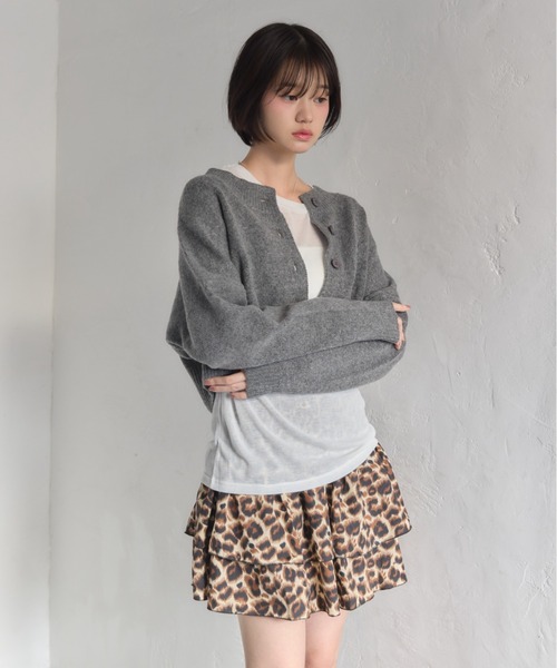 Smyeon（スミョン）の「Compact knit cardigan/コンパクトニットカーディガン（カーディガン/ボレロ・レディース・グレー/ピンク・FREE）」の7枚目の写真