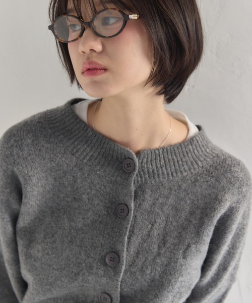 Smyeon（スミョン）の「Compact knit cardigan/コンパクトニットカーディガン（カーディガン/ボレロ・レディース・グレー/ピンク・FREE）」の15枚目の写真