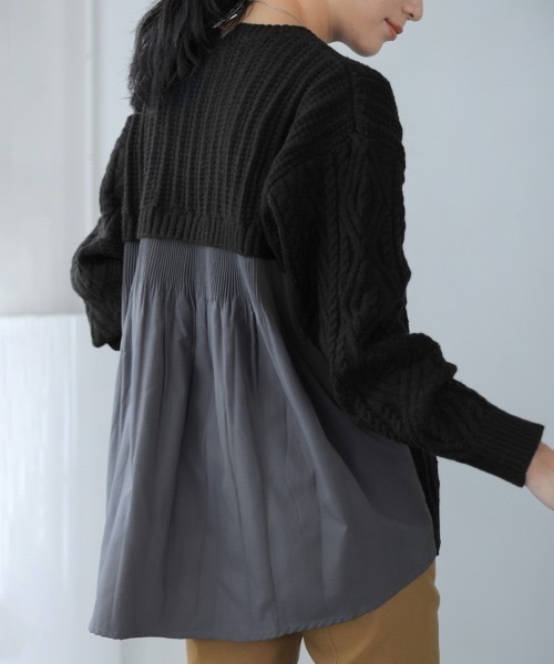 Bou Jeloud(ブージュルード)の「ケーブルバックプリーツニットプルオーバー(ニット/セーター・レディース・レッド/アイボリー/ブラック・FREE)」の22枚目の写真