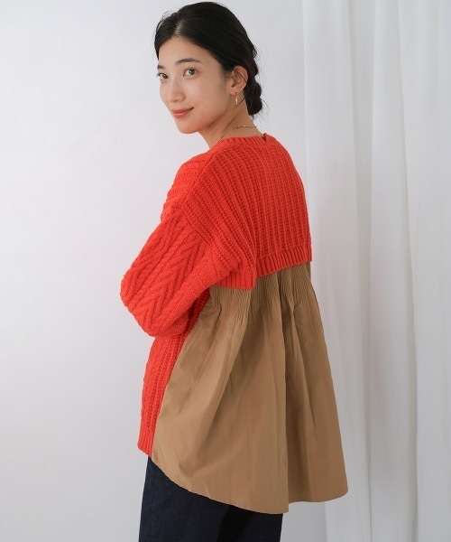 Bou Jeloud(ブージュルード)の「ケーブルバックプリーツニットプルオーバー(ニット/セーター・レディース・レッド/アイボリー/ブラック・FREE)」の12枚目の写真