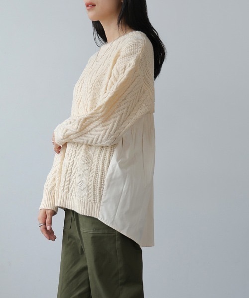 Bou Jeloud(ブージュルード)の「ケーブルバックプリーツニットプルオーバー(ニット/セーター・レディース・レッド/アイボリー/ブラック・FREE)」の8枚目の写真