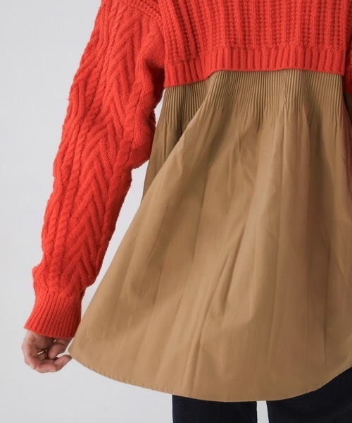 Bou Jeloud(ブージュルード)の「ケーブルバックプリーツニットプルオーバー(ニット/セーター・レディース・レッド/アイボリー/ブラック・FREE)」の16枚目の写真