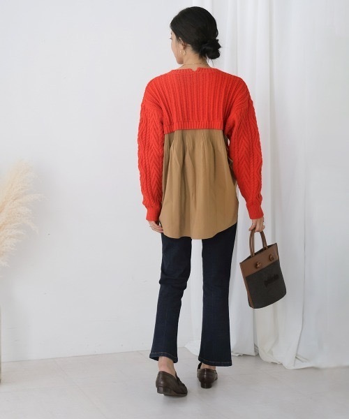 Bou Jeloud(ブージュルード)の「ケーブルバックプリーツニットプルオーバー(ニット/セーター・レディース・レッド/アイボリー/ブラック・FREE)」の17枚目の写真