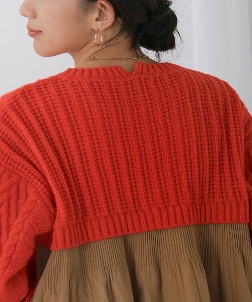 Bou Jeloud(ブージュルード)の「ケーブルバックプリーツニットプルオーバー(ニット/セーター・レディース・レッド/アイボリー/ブラック・FREE)」の19枚目の写真