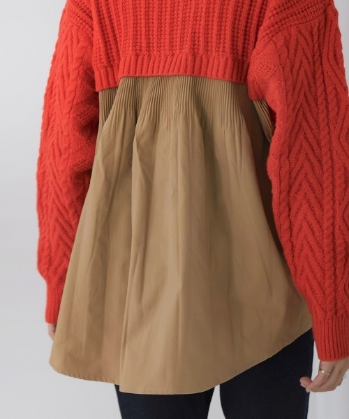 Bou Jeloud(ブージュルード)の「ケーブルバックプリーツニットプルオーバー(ニット/セーター・レディース・レッド/アイボリー/ブラック・FREE)」の20枚目の写真